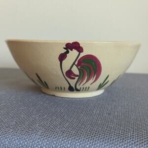 Rare Watt Pottery Oven Ware USA Rooster Berry Bowl #60 Hand Painted 1950's